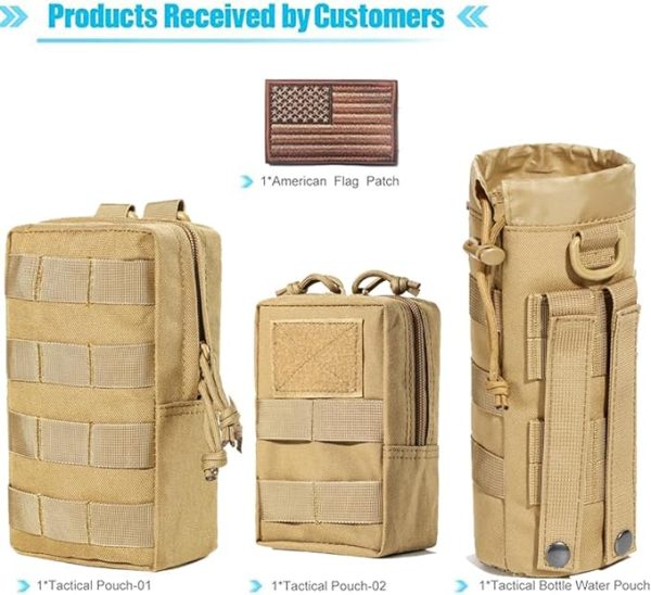 ANJINU Molle Water Bottle Holder, Water Molle Attachments, Molle Water Bottle Pouch, Tactical Backpack Attachment Pouches - 图片 2