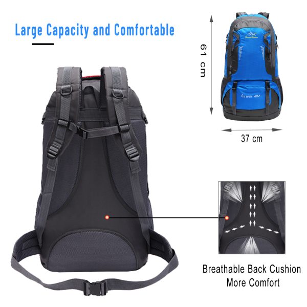 ANJINU 60L Hiking Backpack Men Camping Backpack With Rain Cover - 图片 3
