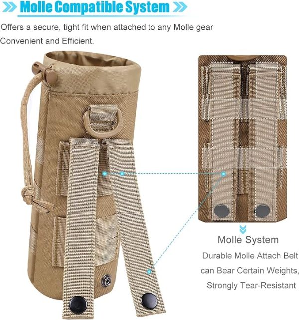 ANJINU Molle Water Bottle Holder, Water Molle Attachments, Molle Water Bottle Pouch, Tactical Backpack Attachment Pouches - 图片 3