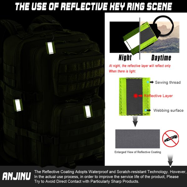 ANJINU Black Tactical Backpack for Men, Military Backpack, Molle Backpack, 42L, Waterproof, Large Army 3 Day Assault Pack (Green) - 图片 4