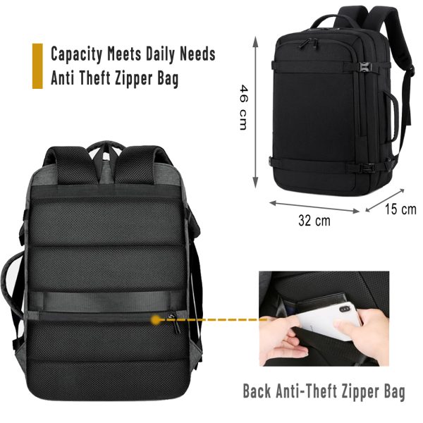 ANJINU Laptop Backpack, Business Slim Durable Travel Backpacks with USB Charging Port, College Computer Bag Gifts for Men and Women Fits Notebook - 图片 4