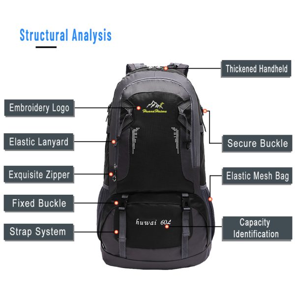 ANJINU 60L Hiking Backpack Men Camping Backpack With Rain Cover - 图片 4