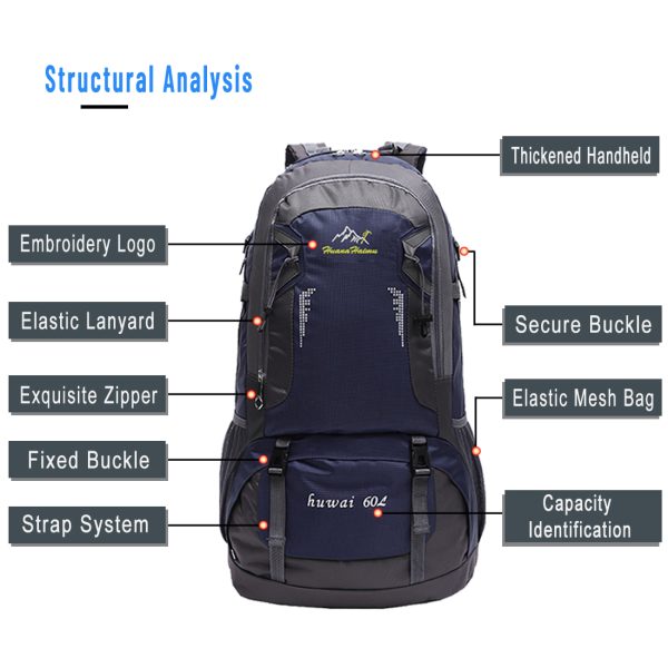 ANJINU 60L Hiking Backpack Men Camping Backpack With Rain Cover - 图片 4