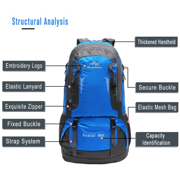 ANJINU 60L Hiking Backpack Men Camping Backpack With Rain Cover - 图片 4