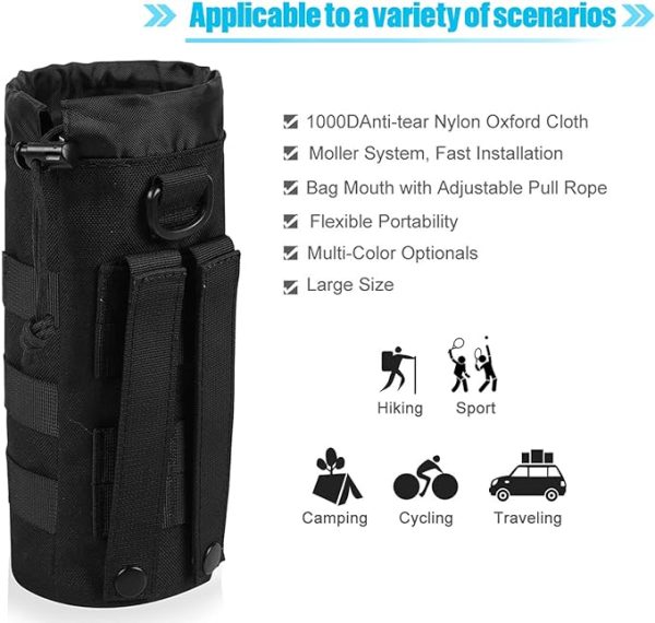 ANJINU Molle Water Bottle Holder, Water Molle Attachments, Molle Water Bottle Pouch, Tactical Backpack Attachment Pouches - 图片 6