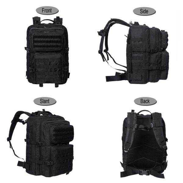 ANJINU Black Tactical Backpack for Men, Military Backpack, Molle Backpack, 42L, Waterproof, Large Army 3 Day Assault Pack (Black-4pack) - 图片 3