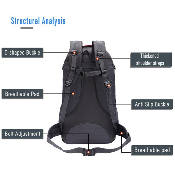 ANJINU 60L Hiking Backpack Men Camping Backpack With Rain Cover - 图片 5