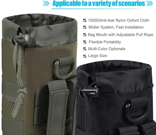 ANJINU Molle Water Bottle Holder, Water Molle Attachments, Molle Water Bottle Pouch, Tactical Backpack Attachment Pouches - 图片 4