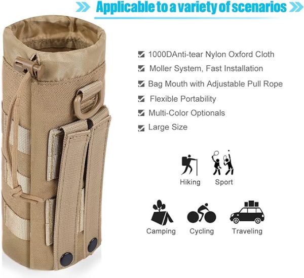 ANJINU Molle Water Bottle Holder, Water Molle Attachments, Molle Water Bottle Pouch, Tactical Backpack Attachment Pouches - 图片 7