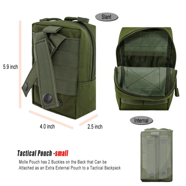 ANJINU Black Tactical Backpack for Men, Military Backpack, Molle Backpack, 42L, Waterproof, Large Army 3 Day Assault Pack (Green) - 图片 6