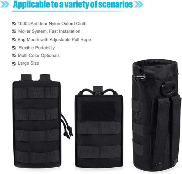 ANJINU Molle Water Bottle Holder, Water Molle Attachments, Molle Water Bottle Pouch, Tactical Backpack Attachment Pouches - 图片 3