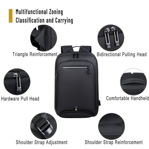 ANJINU Laptop Backpack, Business Slim Durable Travel Backpacks with USB Charging Port, College Computer Bag Gifts for Men and Women Fits Notebook - 图片 5