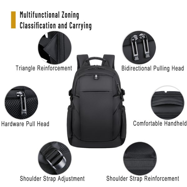 ANJINU Laptop Backpack, Business Slim Durable Travel Backpacks with USB Charging Port, College Computer Bag Gifts for Men and Women Fits Notebook - 图片 4